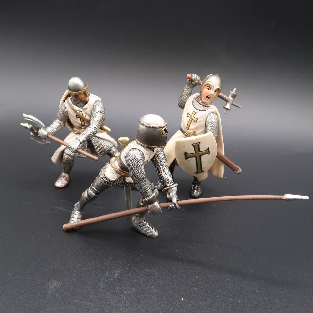 Schleich Crusader Knight Foot Soldier Figures Set of 3 Vintage 2003 Retired